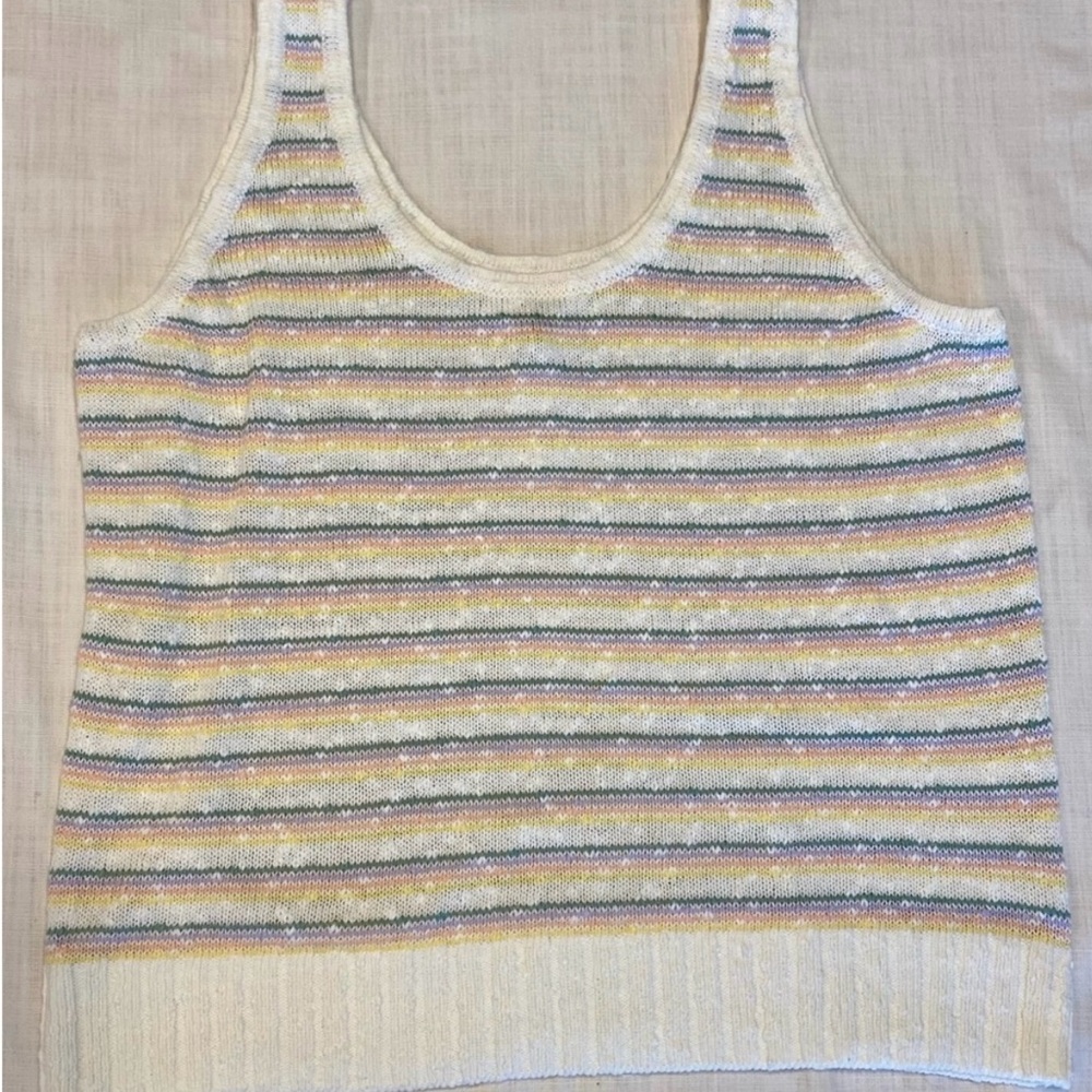 LOFT Pastel Striped Knit Tank Top